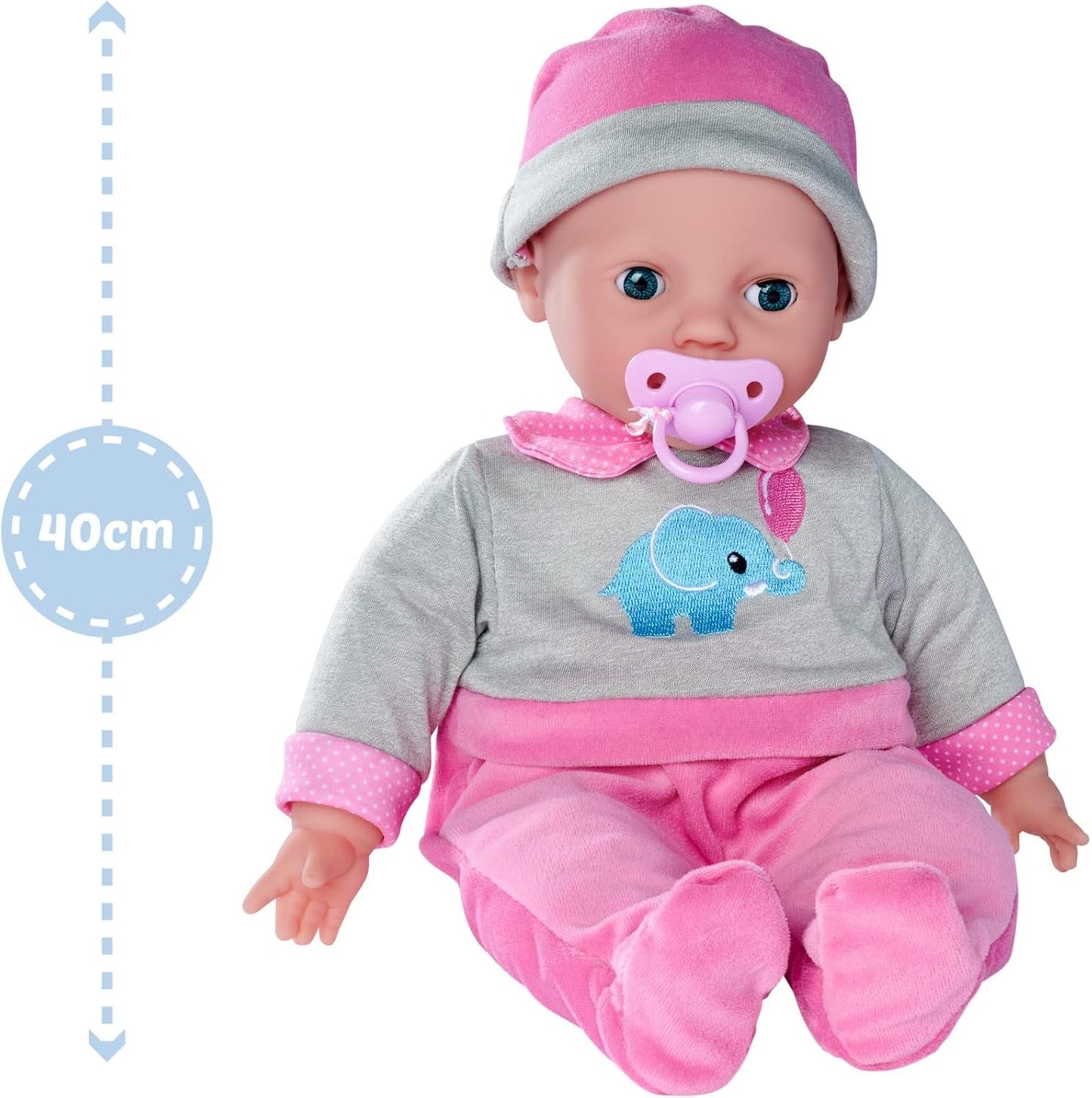 Simba 105140066 – Laura Interactive, Weichkörperpuppe mit schläfrigen Augen, plappert bei Bewegung, trinkt aus der Flasche und schläft, 40 cm, Puppe ab 2 Jahren Naty Shop Dolls