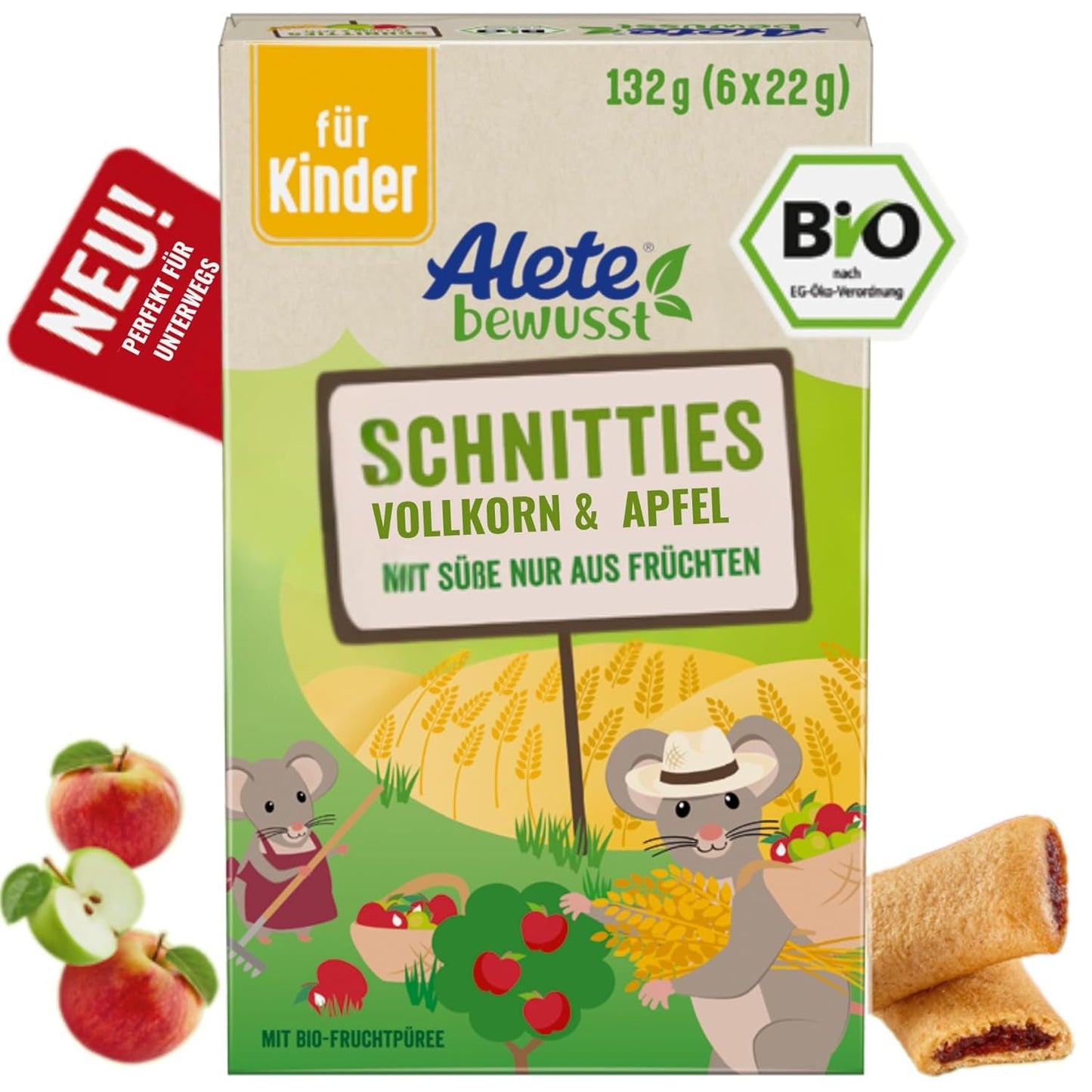Alete Bio-Schnittpasteten mit Vollkorn und Apfel 6 x 22 g