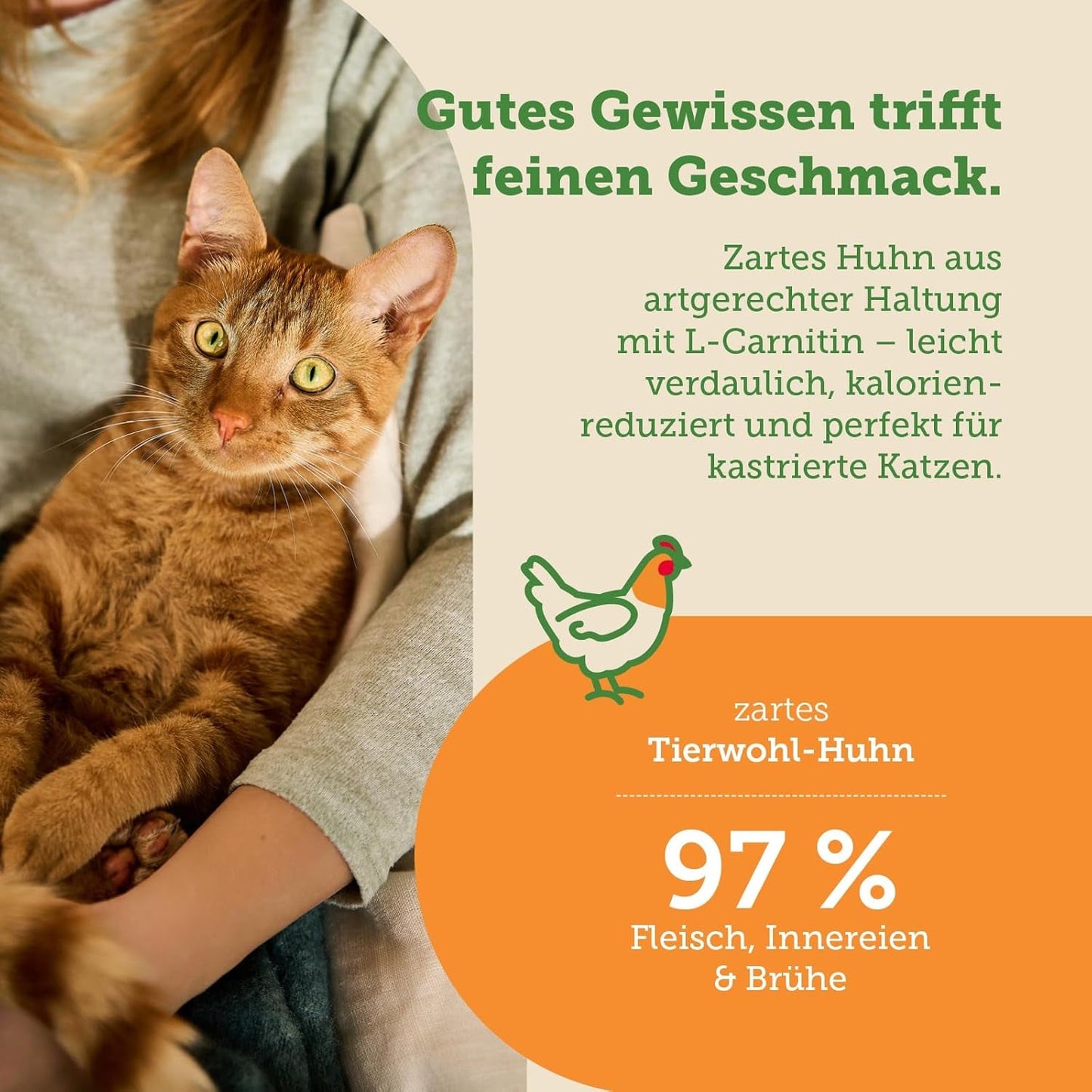 MERA Cats Nature Wet Sterilised/Light Hühnerfutter 12x85g | Für sterilisierte/kastrierte Katzen | Zucker- und getreidefrei | Fettarmes, fleischreiches Nassfutter