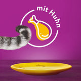 Whiskas 1+ Nassfutter für Katzen mit Huhn in Gelee, 28x85g (1 Packung) – Hochwertiges Nassfutter für ausgewachsene Katzen in 28-Portionen-Beuteln