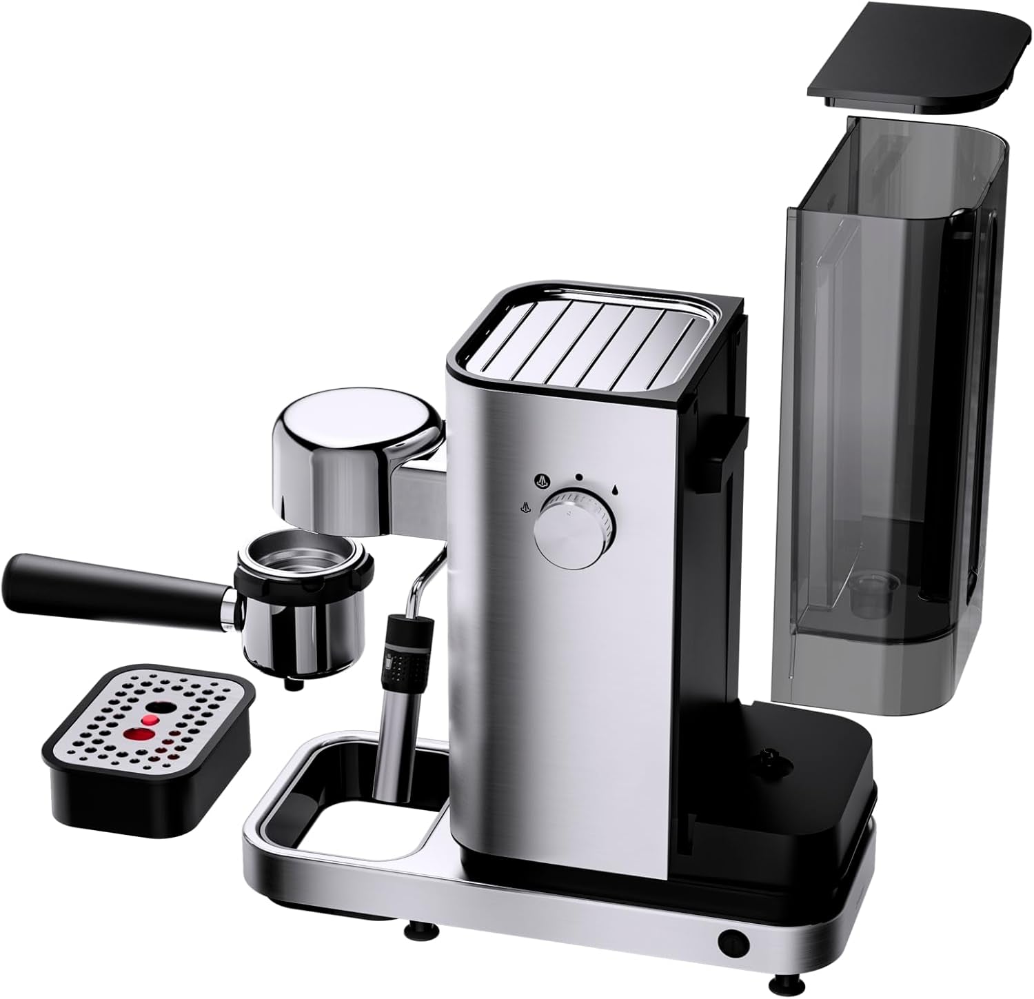 WMF Lumero Espressomaschine, Siebträger, 1400 Watt, Siebträger, 3 Einsätze, für 1-2 Espressotassen, auch für Kapseln, 15 bar, Tassenhalter, Milchaufschäumer, Edelstahl matt