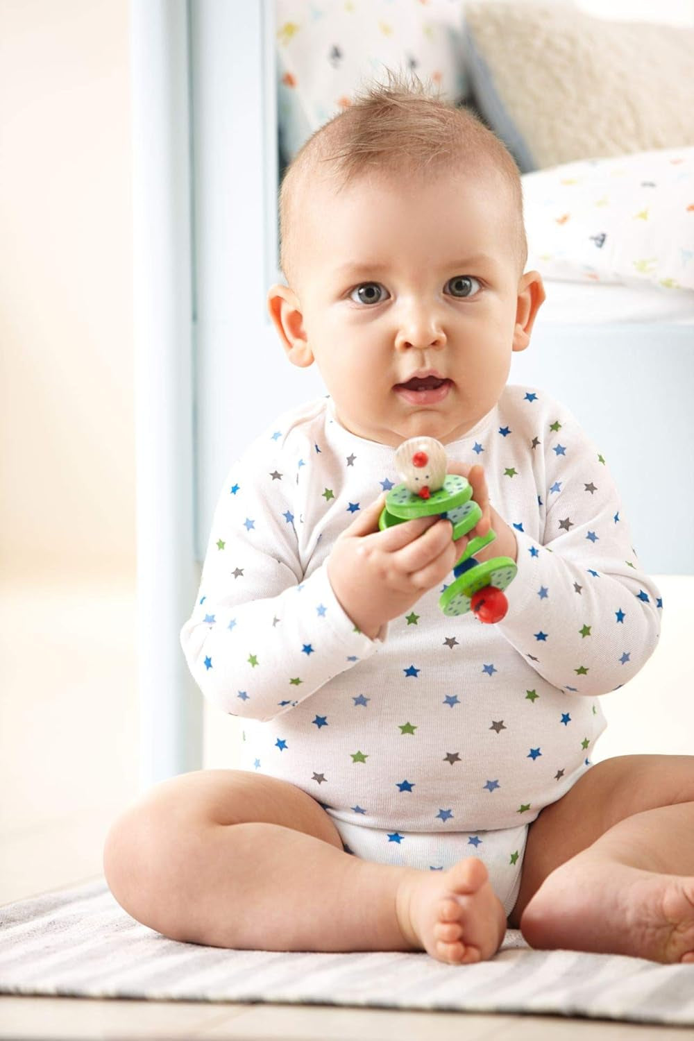 HABA 1068 – Greifling Flapsi, fröhliches Spielzeug für Babys und Kleinkinder, aus Holz ab 6 Monaten, Motorikspielzeug mit Rasselgeräusch Babyspielzeug Naty Shop