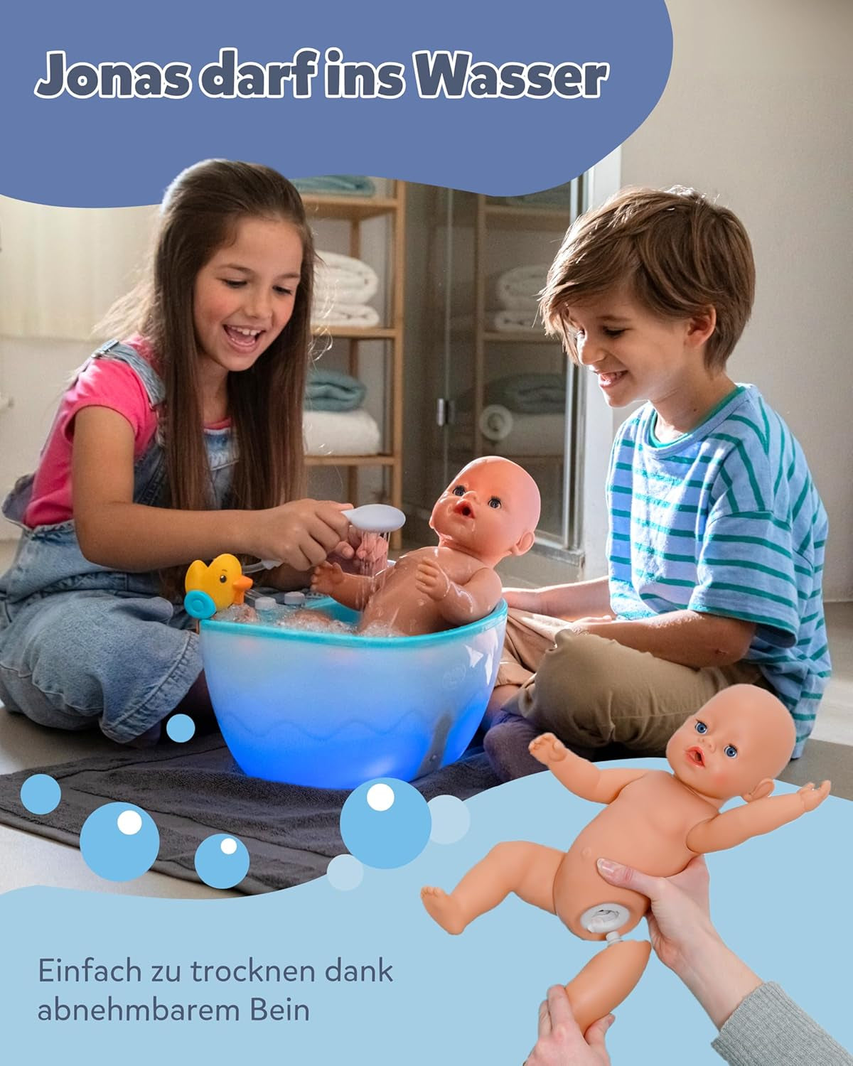 BABY Born Jonas – Babypuppe 43 cm – 10 Funktionen inklusive Zubehör und Matratze – Funktioniert komplett ohne Batterien – Geeignet für Kinder ab 3 Jahren
