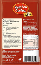 Bamboo Garden - Teriyaki Seasoning Mix, Gewürzmischung für Teriyaki, Für 4 Portionen, Ohne Geschmacksverstärker und Konservierungsstoffe, 1 x 25 g (Verpackungsdesign kann abweichen)