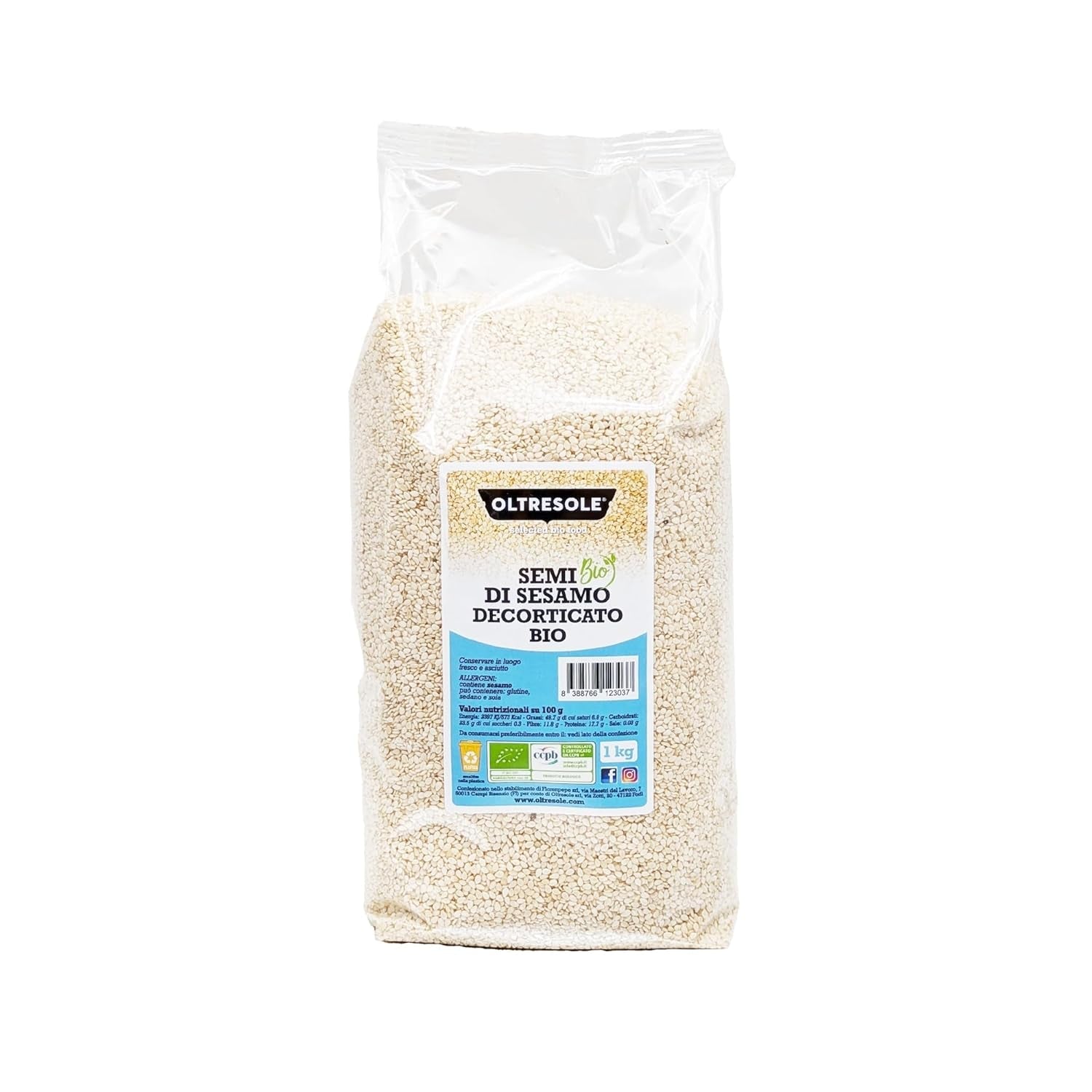 Bio-Sesamsamen 3 kg, rohe Bio-Ölsaaten, weißer Sesam, natürlich geschält, ungeröstet, Quelle für Kalzium und Eisen, Sparpaket