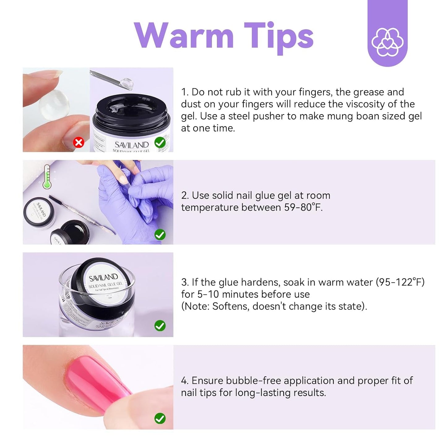 Saviland Fester Nagelspitzenkleber: 2 Stück 15 g künstlicher Nagelkleber, extra starker Kleber zum Aufdrücken der Nägel, UV-Kleber, Gel-Nagelkleber für Frauen, Heimsalon, DIY, UV/LED-Lampe ausgehärtet