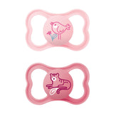 MAM Air Silikon-Schnuller, 2er-Pack, extra leichtes und luftiges Design, zahnfreundlicher Baby-Schnuller aus MAM SkinSoft-Spezialsilikon, mit Schnullerbox, 6-16 Monate, Bär/Nashorn