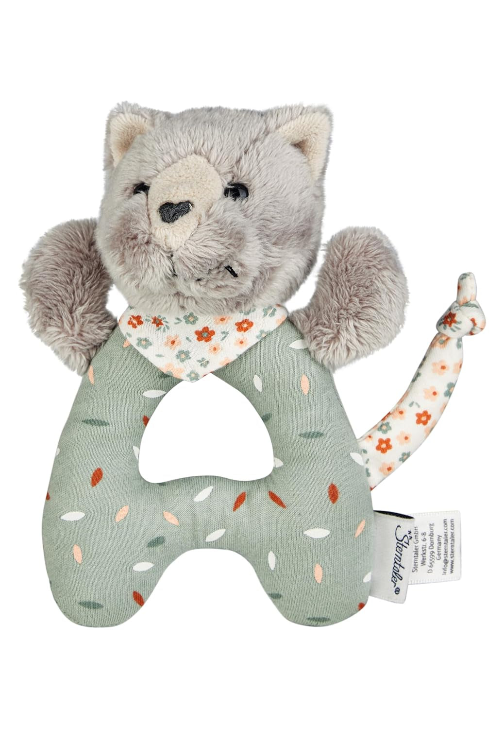 Lilly Cat Sterntaler Fangspielzeug – Motorikspielzeug zum Rasseln, Berühren und Spielen – Plüschspielzeug für Babys und Kinder mit Rassel als treuer Freund – Babyspielzeug aus weichem Stoff, Grau Bebe Naty Shop Toys Standardtitel
