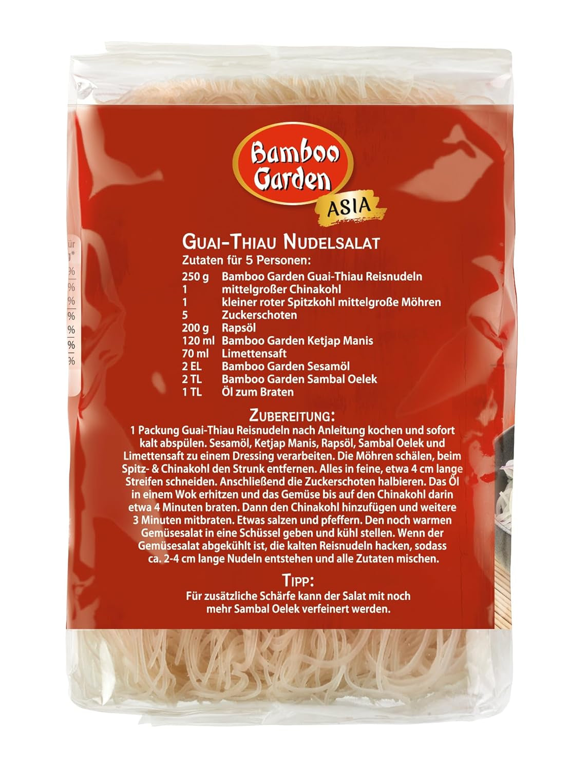 Bamboo Garden Guai Thiau Reisnudeln 250g (Verpackungsdesign kann variieren)