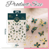 2 Blätter 5D Schmetterling Nagelsticker Selbstklebend, Nagelsticker Gold Rand, Nagel Designing Zubehör, Nail Art Sticker, Schmetterlinge Deko Nagelaufkleber, Nageltattoos