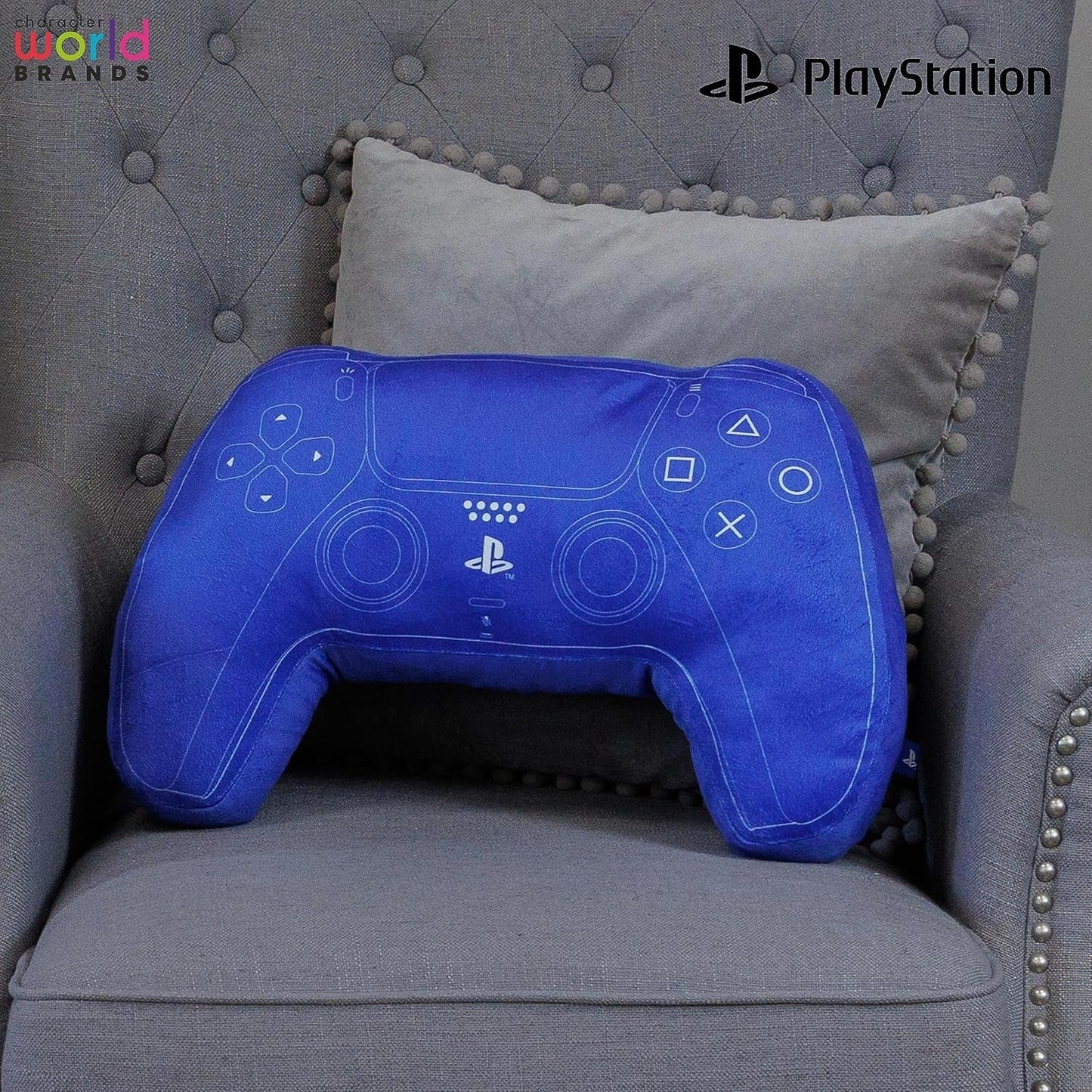 Character World: Offizielle Lizenz in Form einer Playstation-Steuerung, Design des Handbuchs, zusätzliches Zubehör | Die blauen Standardkissen von Naty Shop eignen sich perfekt als Schlafzimmer- oder Spieldekoration