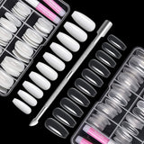 200 Stück künstliche Nagelspitzen, 10 Größen, Acryl, künstliche Nägel mit Nagelhautschieber und transparenter Box für Frauen und Mädchen (natürlich und transparent)