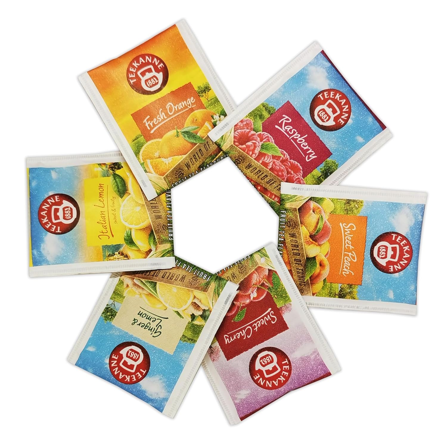 Teekanne World of Fruits (NEUE EDITION) - Box mit Auswahl an Früchtetees - 6 Geschmacksrichtungen * 5 Teebeutel