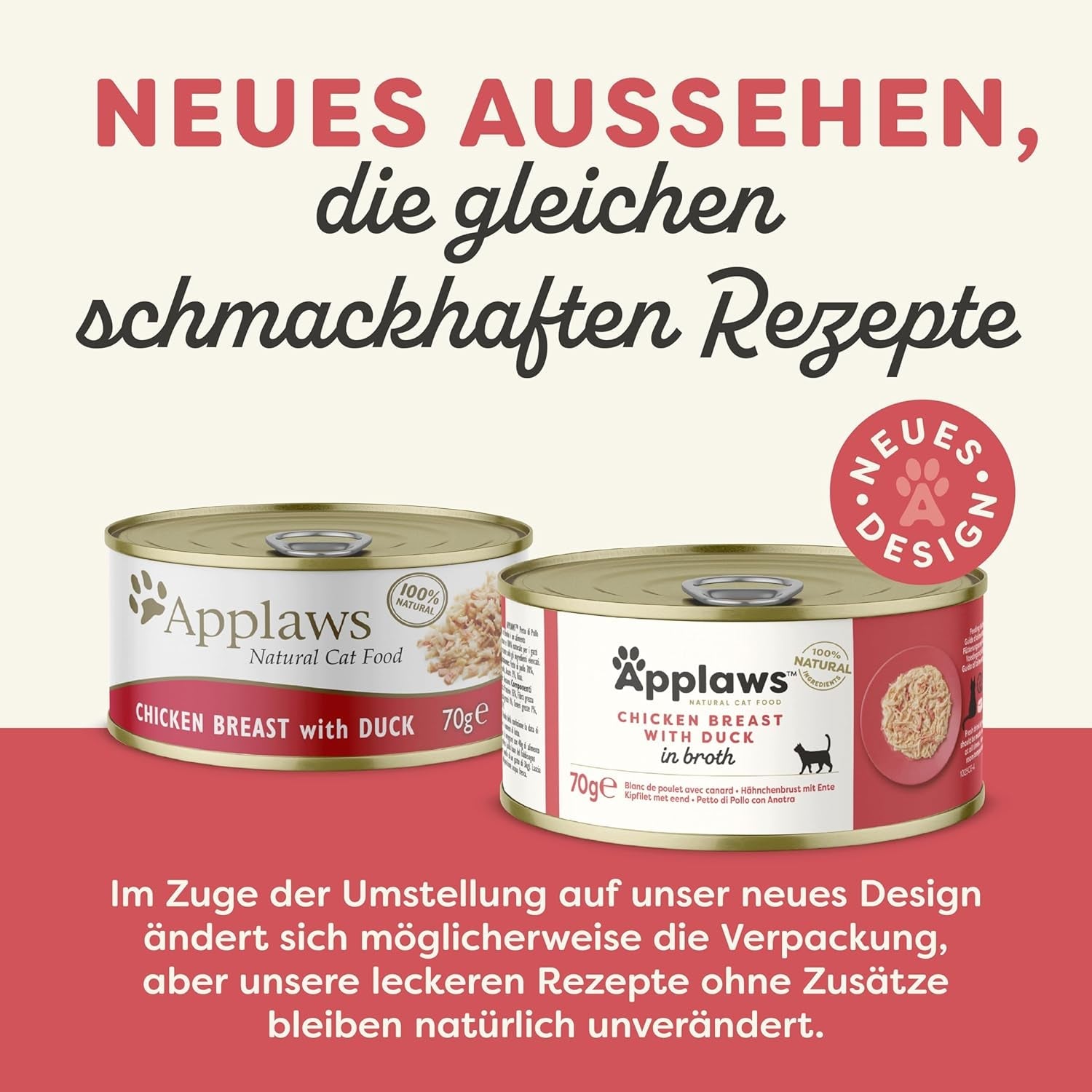 Applaws Premium natürliches Nassfutter für Katzen, Huhn mit Ente in Suppe, Dose 70 g (24 x 70 g)
