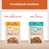 Wellness CORE Tender Cuts 6 x 85g, Chicken Selection Mix – Nassfutter für Katzen, zarte Stücke in Soße, getreidefrei, natürlich, hypoallergen, proteinreich, hoher Fleischanteil