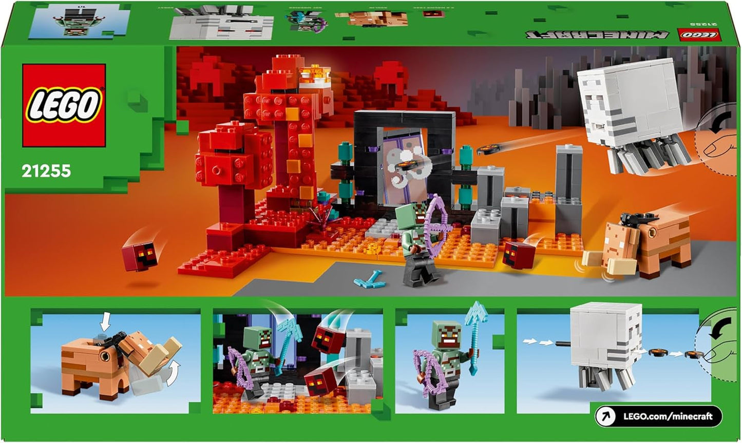 LEGO Minecraft Ambush at the Nether Portal Nether-Spielspielzeug für Kinder mit Kampfszenen und legendären Figuren, einschließlich Ghast-Geschenk für Gamer-Jungen und -Mädchen ab 8 Jahren 21255 Bausets Besuchen Sie den LEGO-Store