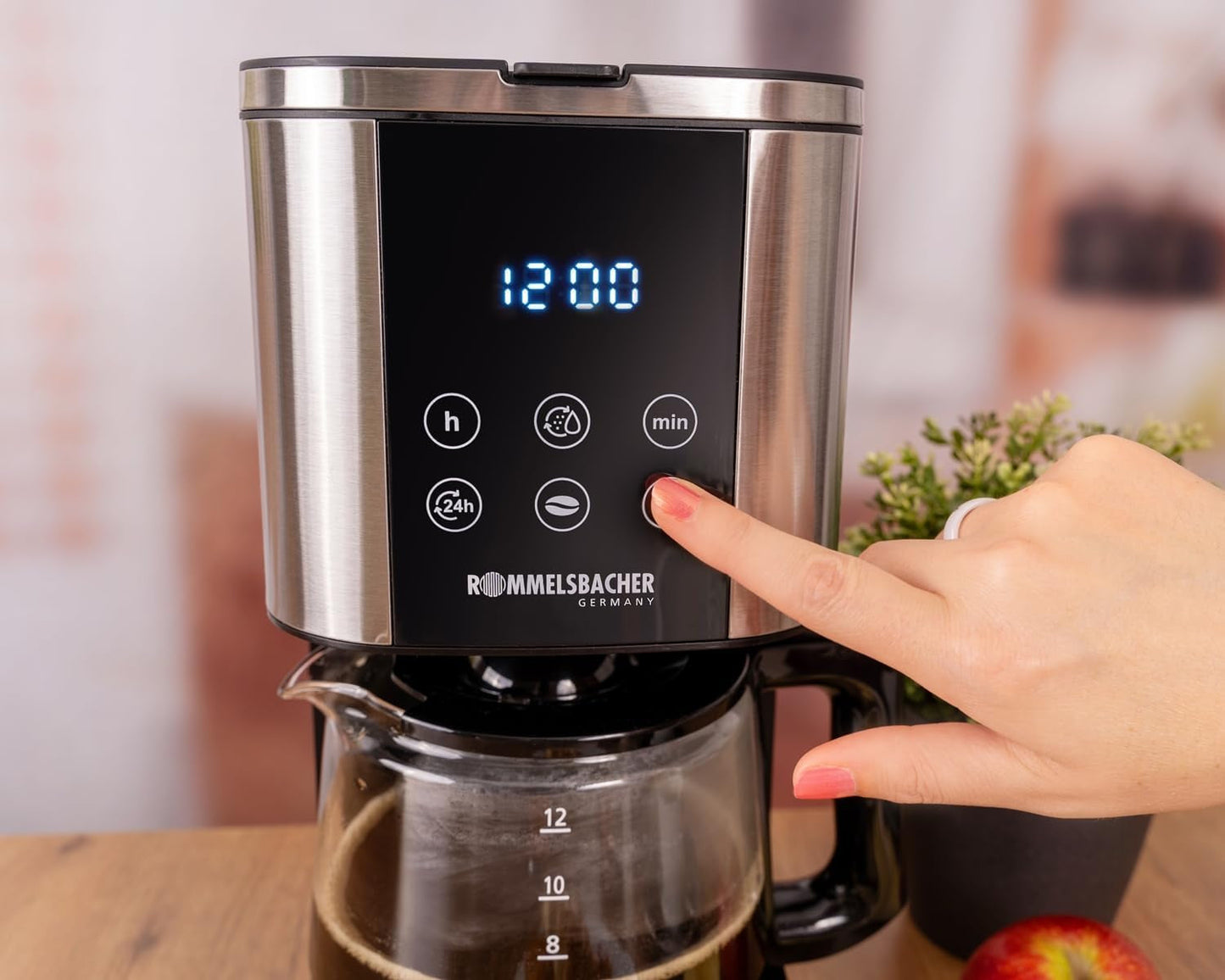 Rommelsbacher FKM 1000 Filter-Espressomaschine – 1,5 Liter Wassertank für 12 Tassen Kaffee, Glaskaraffe, Startvorwahl, Warmhaltefunktion, Aromafunktion, herausnehmbarer Filterhalter 1x4
