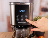 Rommelsbacher FKM 1000 Filter-Espressomaschine – 1,5 Liter Wassertank für 12 Tassen Kaffee, Glaskaraffe, Startvorwahl, Warmhaltefunktion, Aromafunktion, herausnehmbarer Filterhalter 1x4