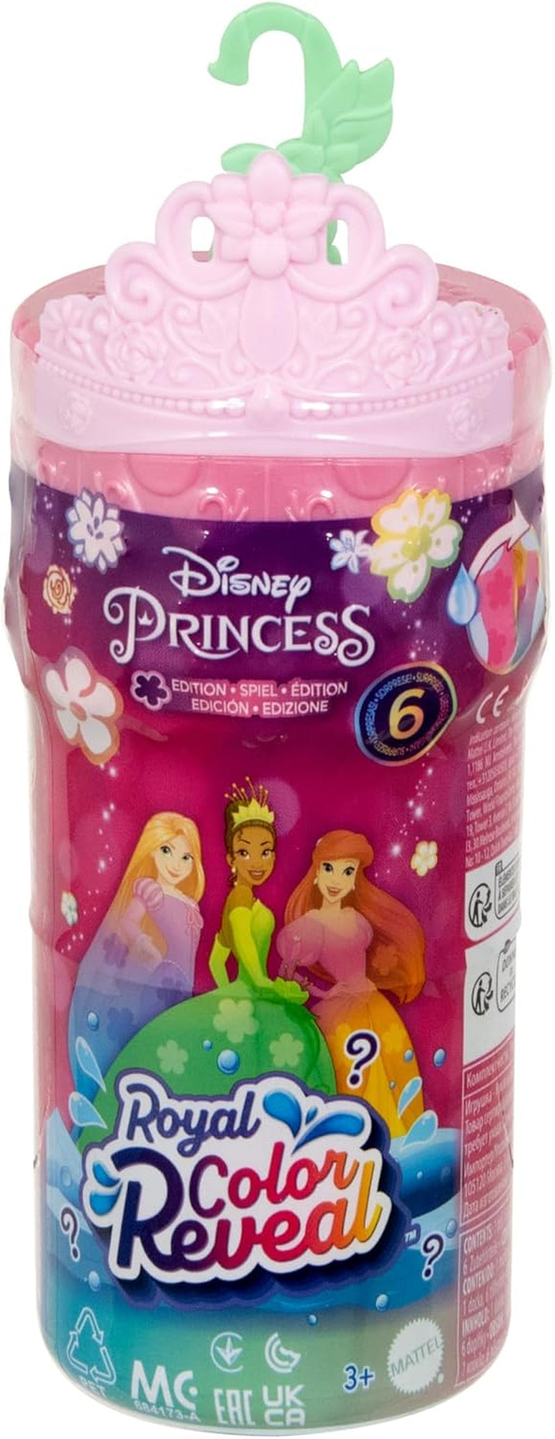 Mattel Disney Princess Royal Color Reveal, kleine Puppe mit 6 Überraschungen, inklusive Duftring und 4 Zubehörteilen (Puppen können variieren), Garden Party-Serie HRN63