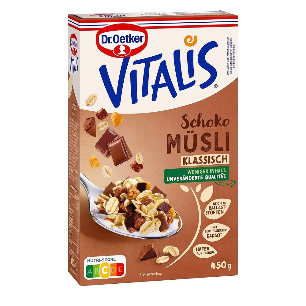 Dr. Oetker Vitalis Schokomüsli Classic: Frühstücksmüsli mit Vollmilch- und Zartbitterschokolade, 7er Pack (7 x 600g)