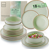 SÄNGER Rio Mint | Steinzeug-Geschirrset für 6 Personen, 6 Teller, 6 Dessertteller, 6 Schüsseln, Mintgrün | DIE VALUE-KOLLEKTION