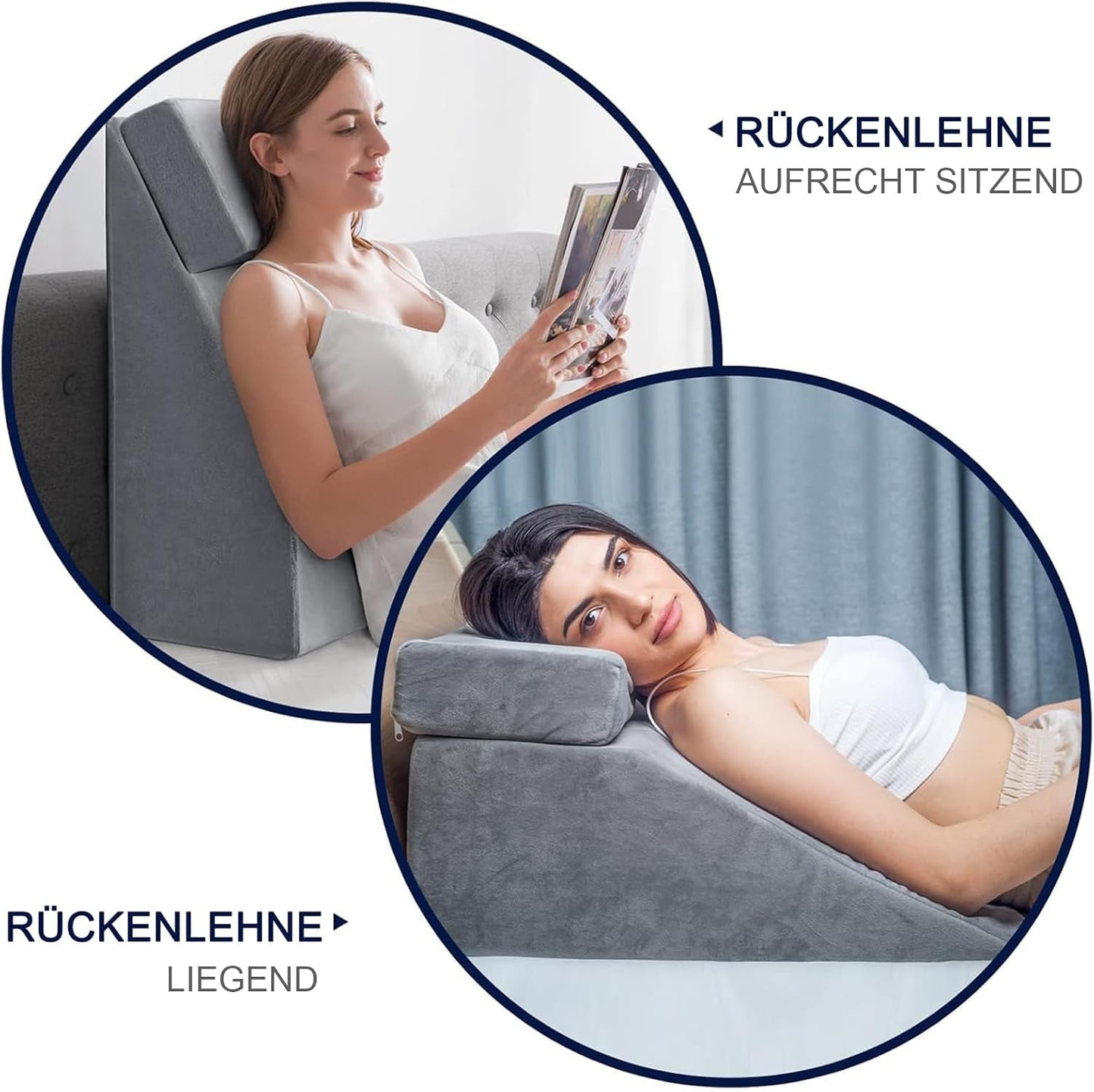 Lesekissen und Beinerhöhungs-Federkissen, Memory-Schaum-Nacken-Rücken-Beinkissen, multifunktionales abnehmbares Kissen für Bett, Sofa, Sitzen, Schlafen und Ausruhen (grau)