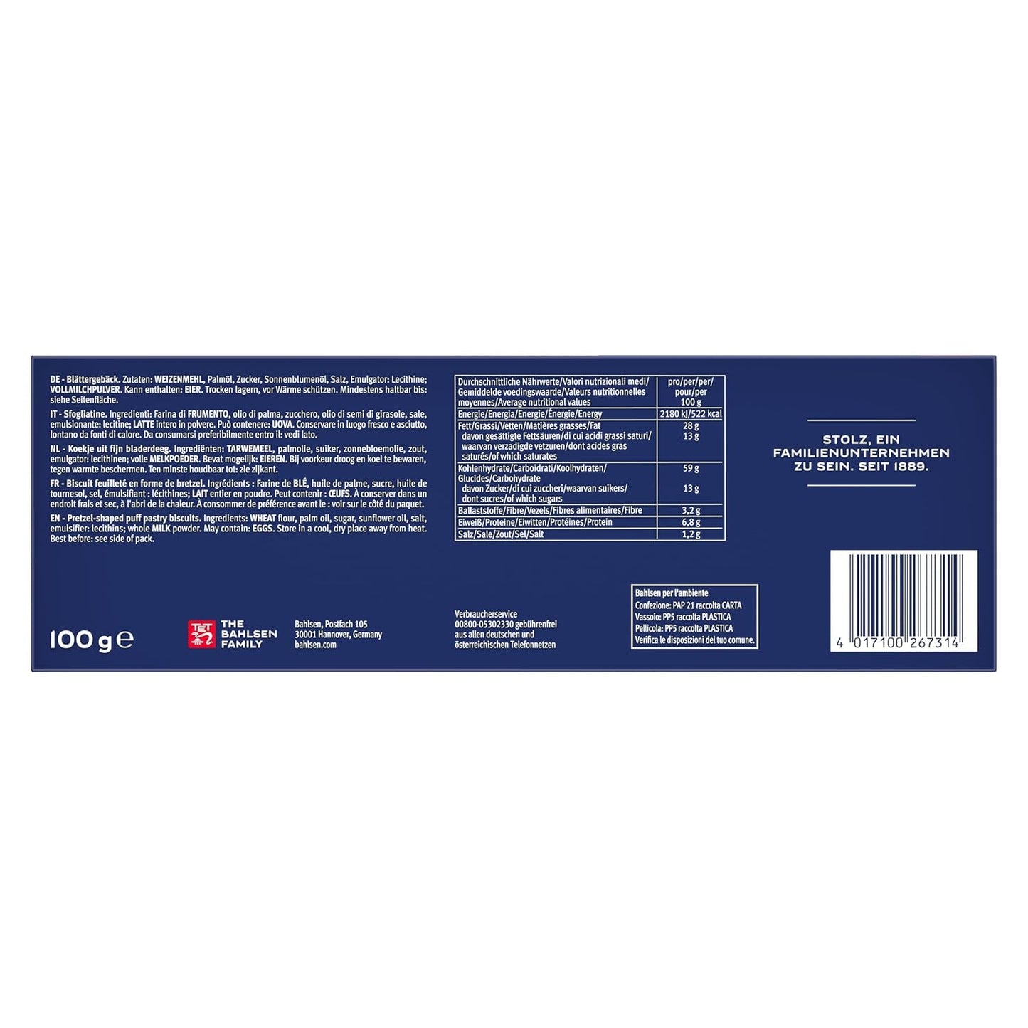 Bahlsen Blätterteig - 12er Pack - Karamellisierter Blätterteig in Brezelform (12 x 100g)