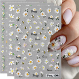 5Pcs Geprägte Gänseblümchen Nagelsticker Selbstklebend Blumen Nagelaufkleber Gänseblümchen Schmetterling Nagel Sticker Nageldesign Aufkleber Nägel Zubehör Blume Nail Sticker Flower Nail Art Sticker