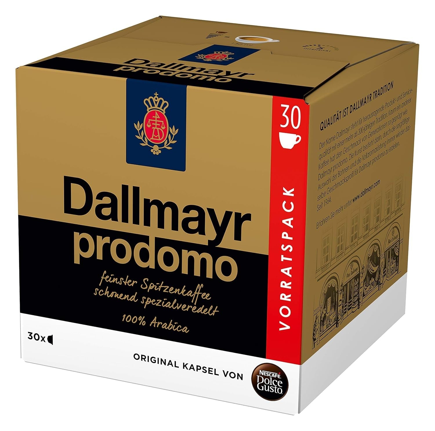 Dallmayr Crema d´Oro, XXL-Vorratsbox, 90 Kaffeekapseln, Feine Crema und vollmundiges Aroma (3 x 30 Kapseln) & Dallmayr Prodomo, XXL-Vorratsbox, 90 Kaffeekapseln (3 x 30 Kapseln)