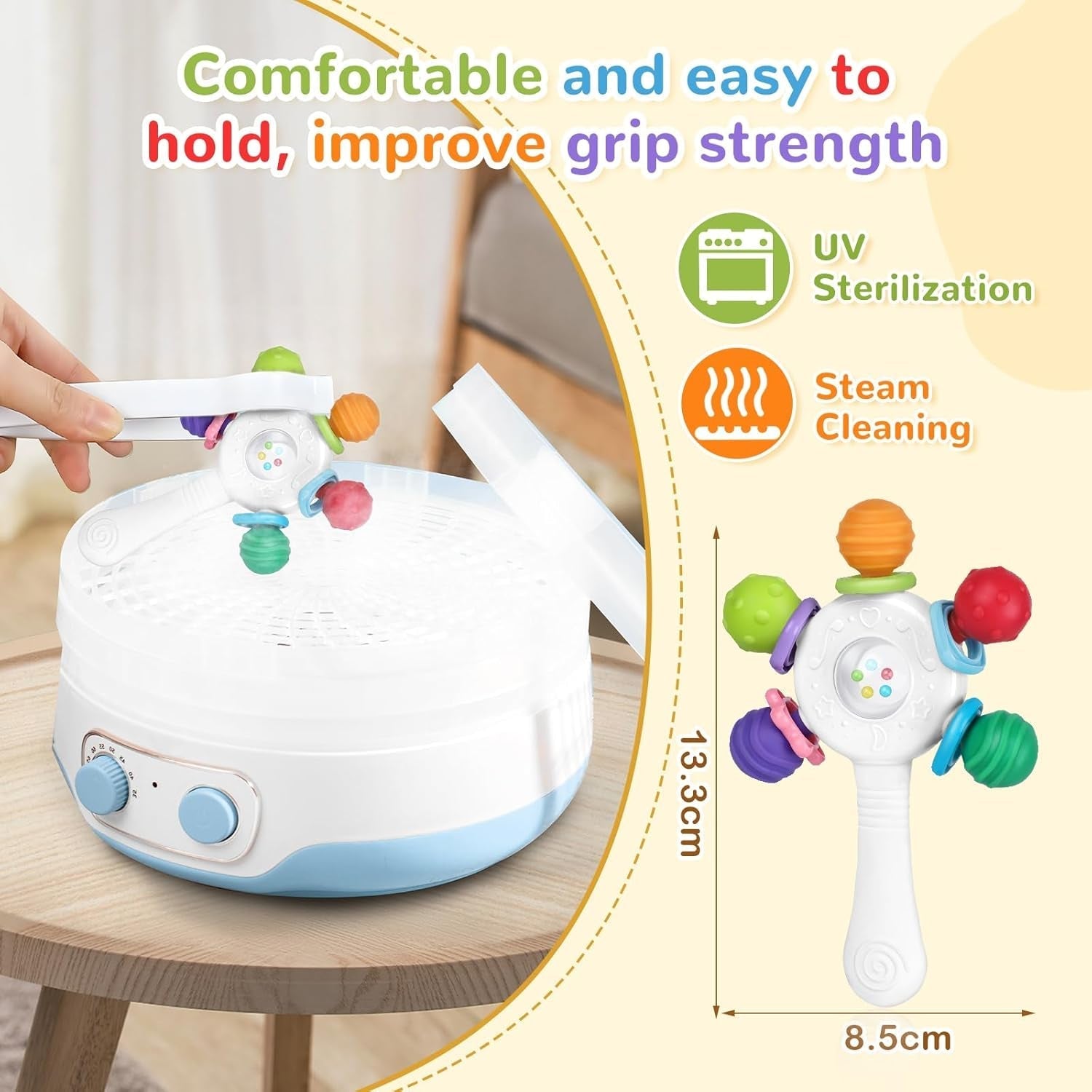 Baby-Beißringe in Lebensmittelqualität – BPA-frei, erstickungssicheres Design, verstärkter Griff, geeignet für Hör- und Zahnentwicklung, ideal für Babys von 0–36 Monaten (weiß)