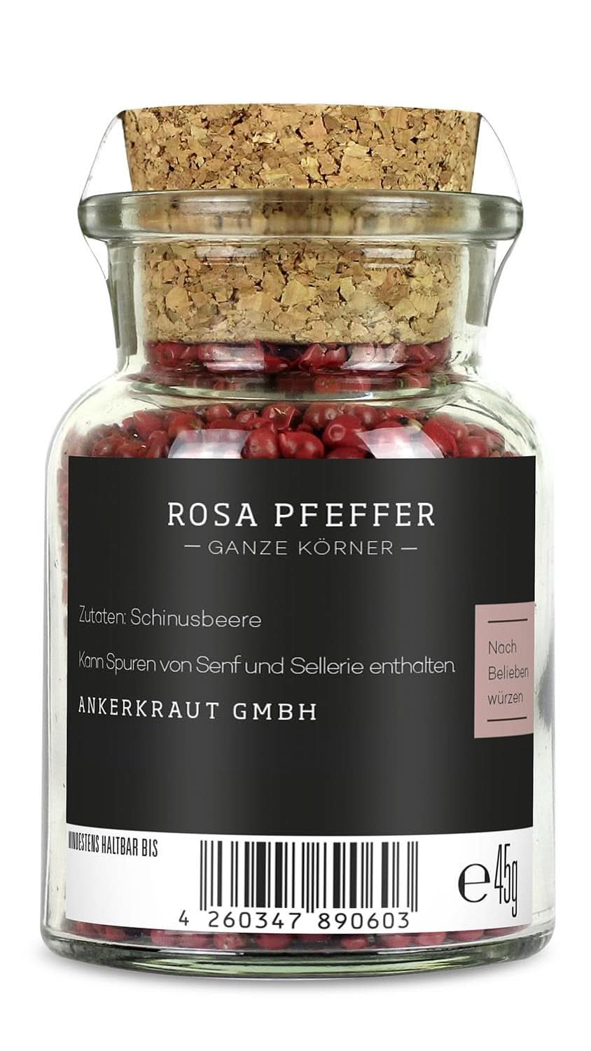 Ankerkraut, rosa Pfeffer (Schinus Berry), rosa Beeren, perfekt für Gin und Tonic, 45 Gramm Condimente Naty Shop