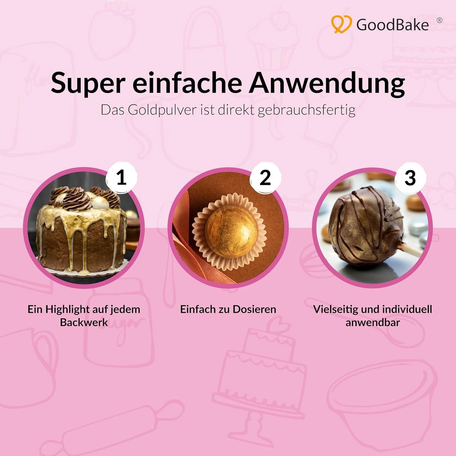 Goodbake Happy Glitter Gold – Essbarer Lebensmittelglitter, 10 Gramm Glitter Naty Shop
