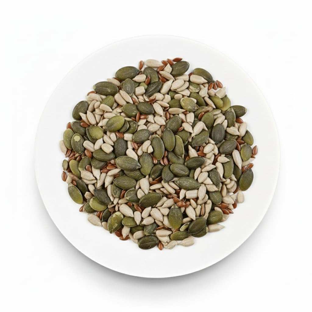 Bio-Omega-Samenmischung 3 kg (Mischung aus Kürbis-, Sonnenblumen- und Leinsamen), eine Mischung aus 3 ganzen rohen Ölsaaten, reich an Proteinen, Ballaststoffen und Omega-3-Fettsäuren