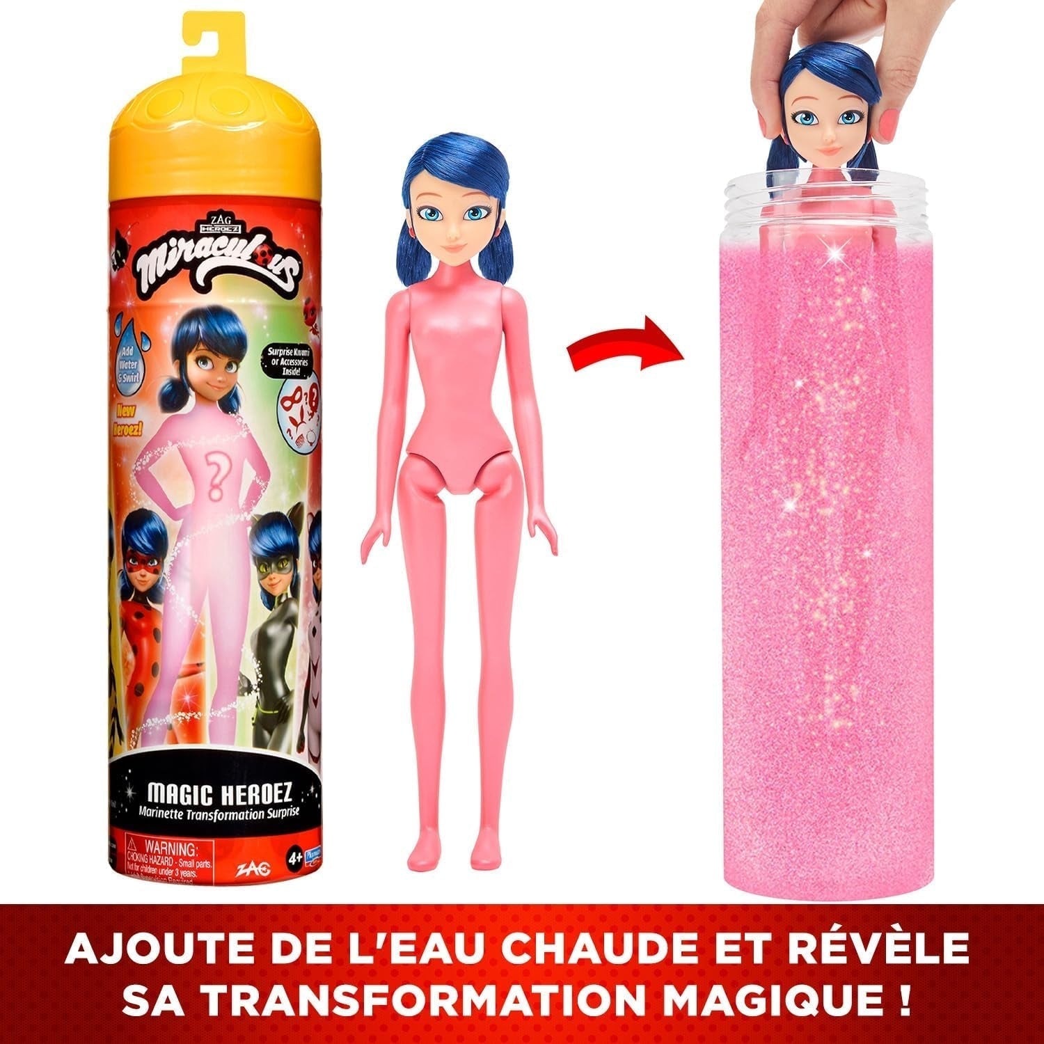 Bandai – Miraculous Ladybug – Puppe Marinette Farbwechsel-Überraschung – Miraculous-Gliederpuppe, 26 cm + 3 Überraschungen – zufälliges Modell – P50390 Puppen Naty Shop