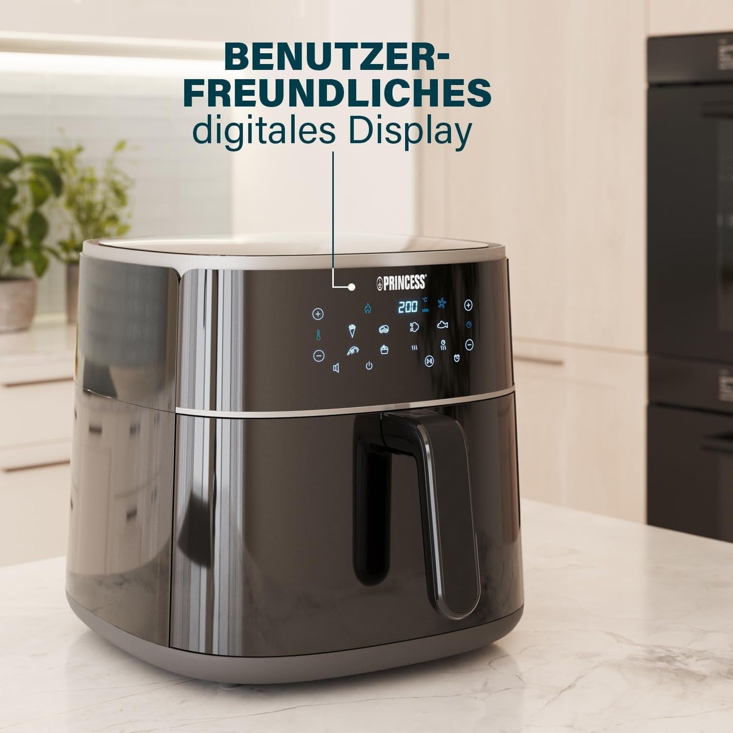 Princess Digital Heißluftfritteuse – Variable Schüsselkapazität – Maximal 8 Liter – 6 voreingestellte Programme. Haushaltsgeräte Naty Shop