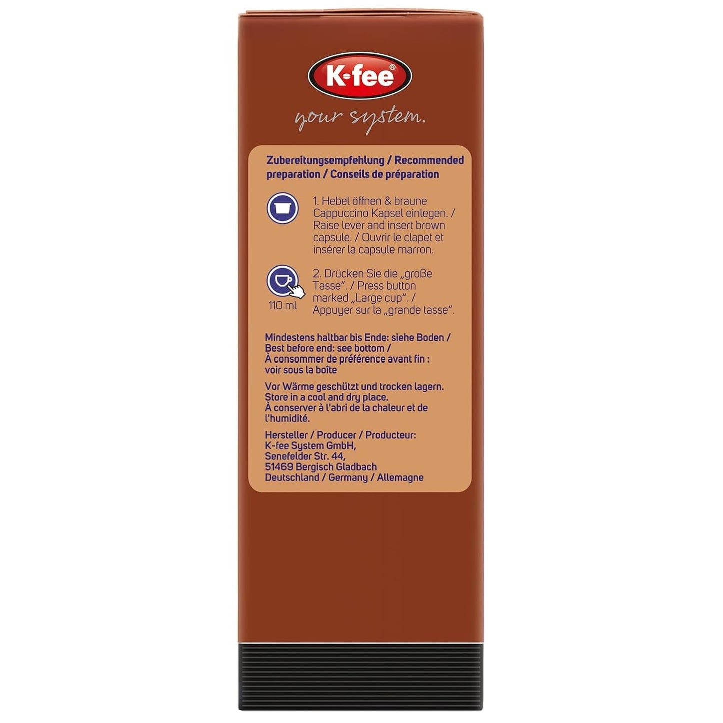 KRÜGER Cappuccino Schoko Kaffeekapseln, kompatibel mit K-fee und ALDI EXPRESSI* Kapselmaschinen, aromatisierter Instantkaffee, 96 Kapseln
