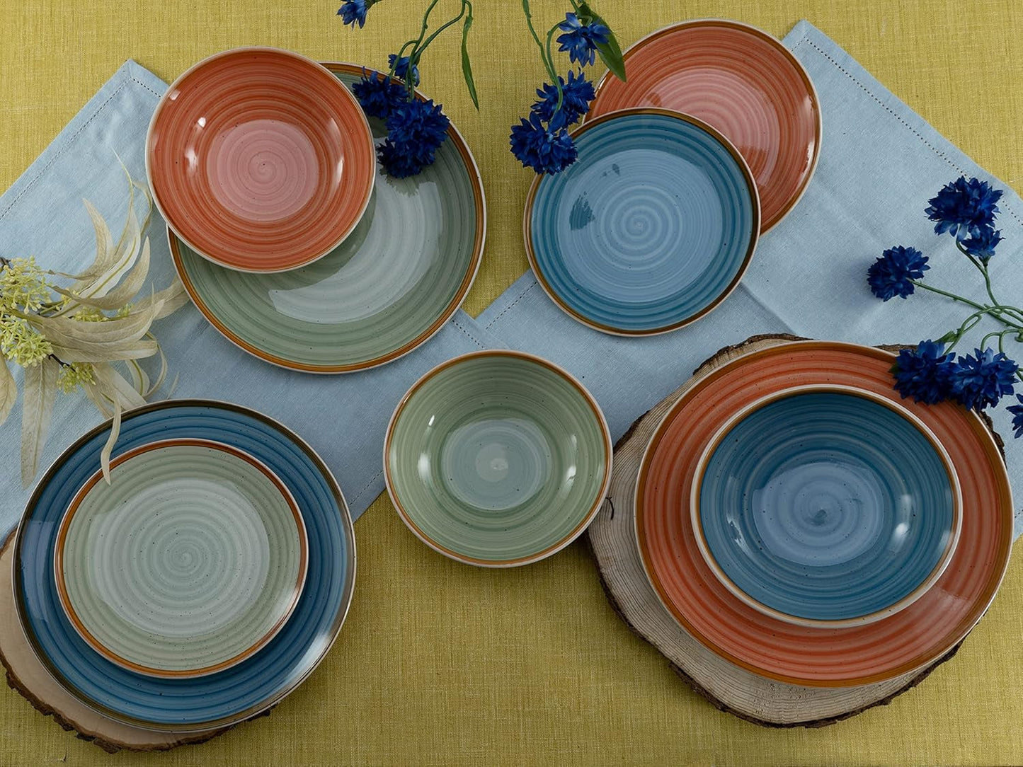 CreaTable, 22851, Serie COUNTRY, 24-teiliges Tafelservice für 6 Personen, Kombinationsservice aus Porzellan, spülmaschinen- und mikrowellengeeignet, hochwertige Herstellung