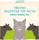 MjAMjAM – Premium-Nassfutter für Katzen – Wellness – Verdauungsfördernd – Rind, 12er-Pack (12 x 125 g), getreidefrei