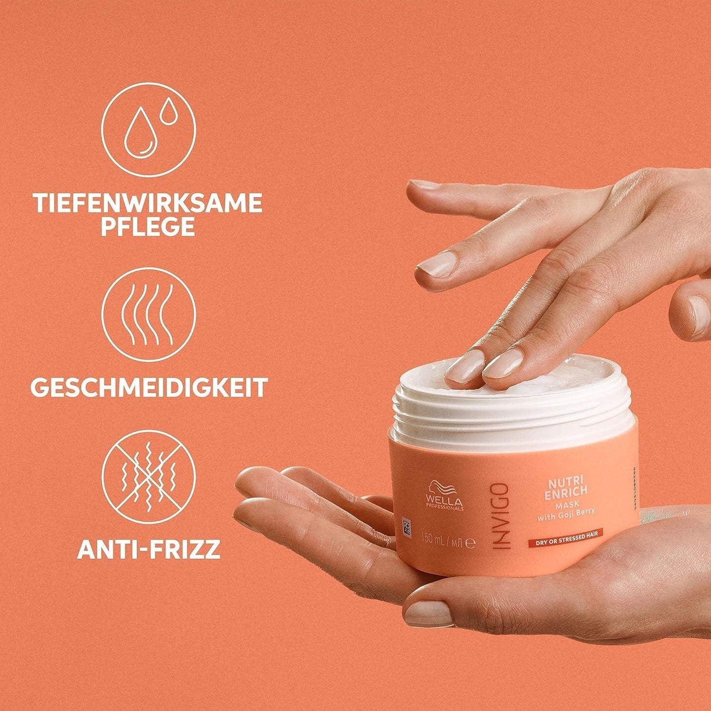 Wella Professionals Invigo Nutri Enrich – Feuchtigkeitspflege für strapaziertes Haar – Spülung, Maske und Conditioner mit Vitamin E, Panthenol und Mandeln – gegen Frizz und für lebendige Locken Naty Shop Haarmaske