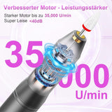 Kabellose elektrische Nagelfeile – 35.000 U/min für Gelnägel, 12-in-1 professionelle Nagel- und Acryl-Nagelfeile, 5-Gang-Maniküre- und Pediküre-Set