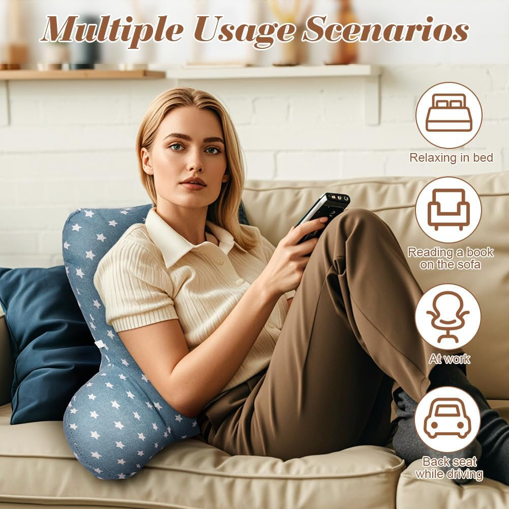 Lesekissen, Rückenkissen mit Armlehnen, Rückenlehne im Bett oder Sofa, Bettruhekissen zum Lesen, Arbeiten und Spielen