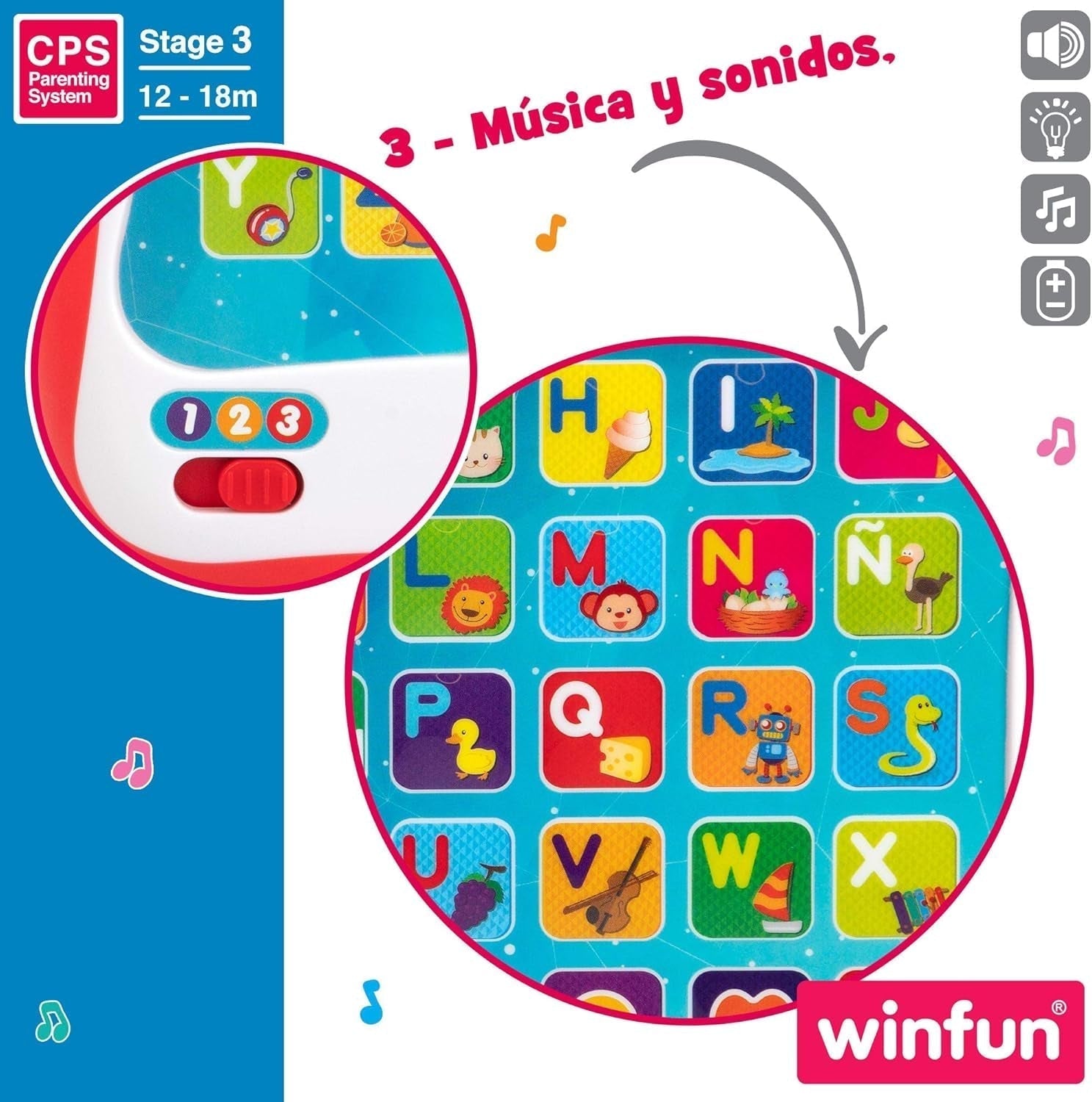 winfun ColorBaby 44256 Lerntablett mit Licht und Sound, Babyspielzeug, Naty Shop