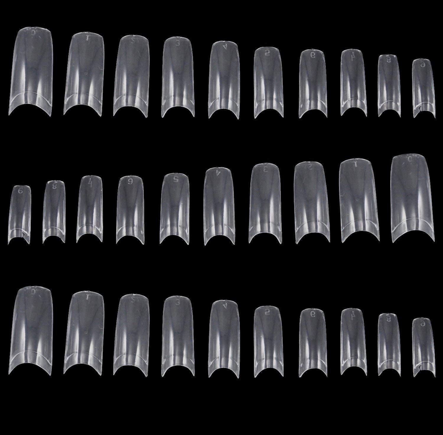 TRIXES 500 Stück Gel-Nagelspitzen, französische Nägel, klare Acryl-Spitzen für DIY-Maniküre, 10 verschiedene Designs