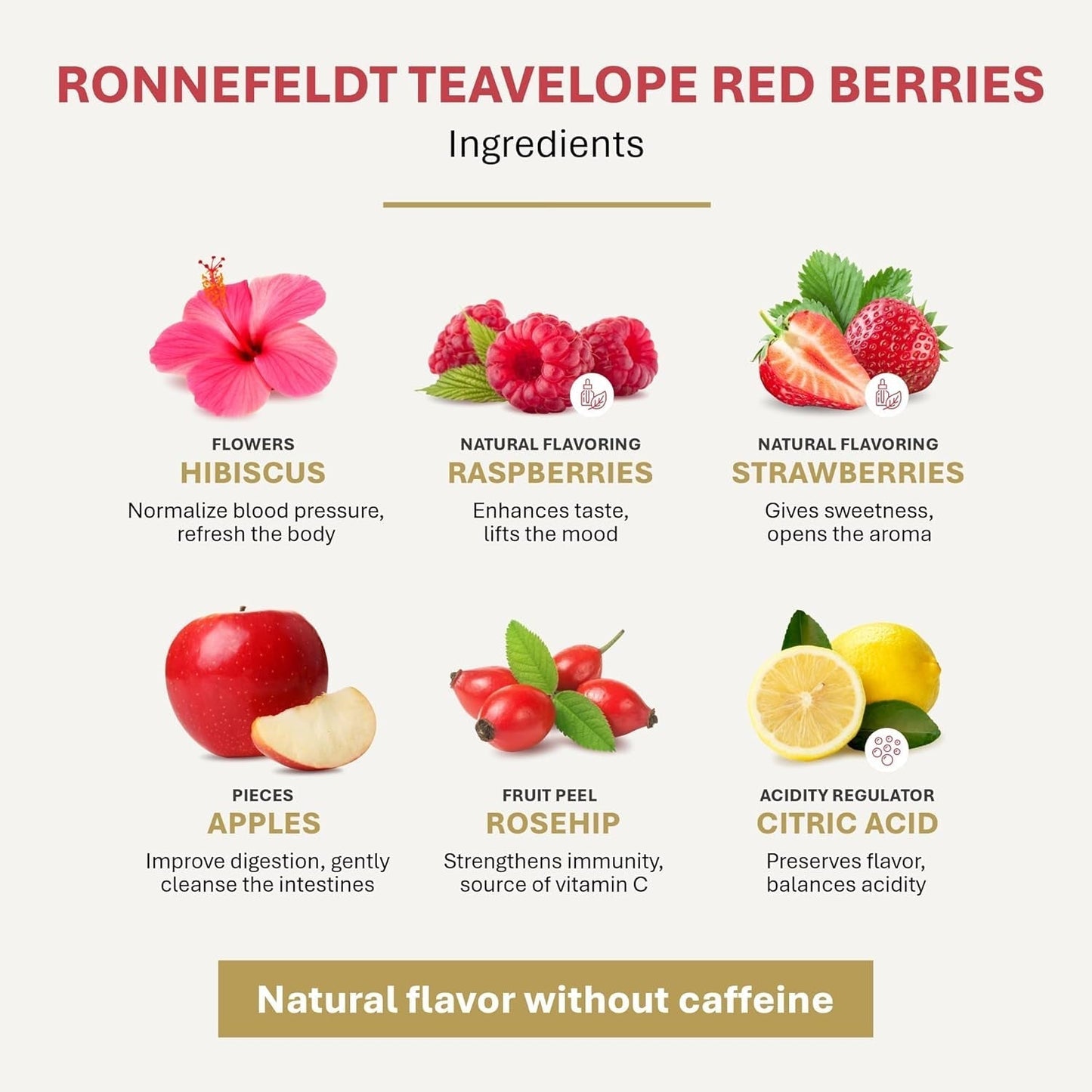 Teavelope „Red Berries“ – Früchtetee mit Erdbeer- und Himbeergeschmack, 25 Teebeutel, 62,5 g