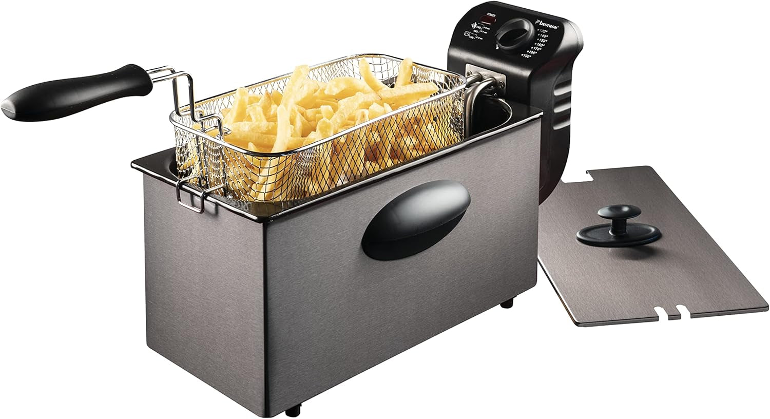 Bestron Ölfritteuse mit Kaltzonentechnologie, 3,5 Liter, 2000 Watt Appliances Naty Shop Anthrazit Single