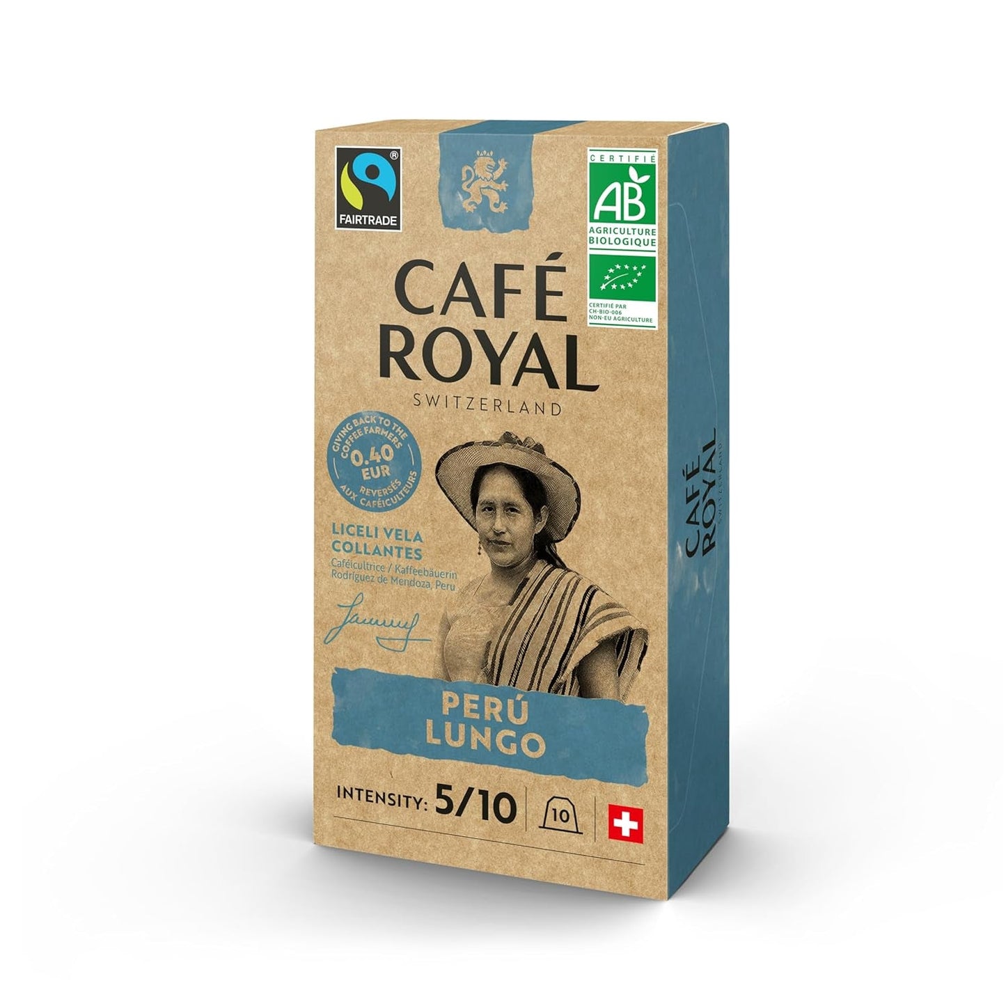 Café Royal Peru Lungo Bio – Nespresso®-kompatible Kaffeekapseln, 100 % Arabica aus Peru, cremig, Intensität 5/12, Fairtrade, 100 Kapseln