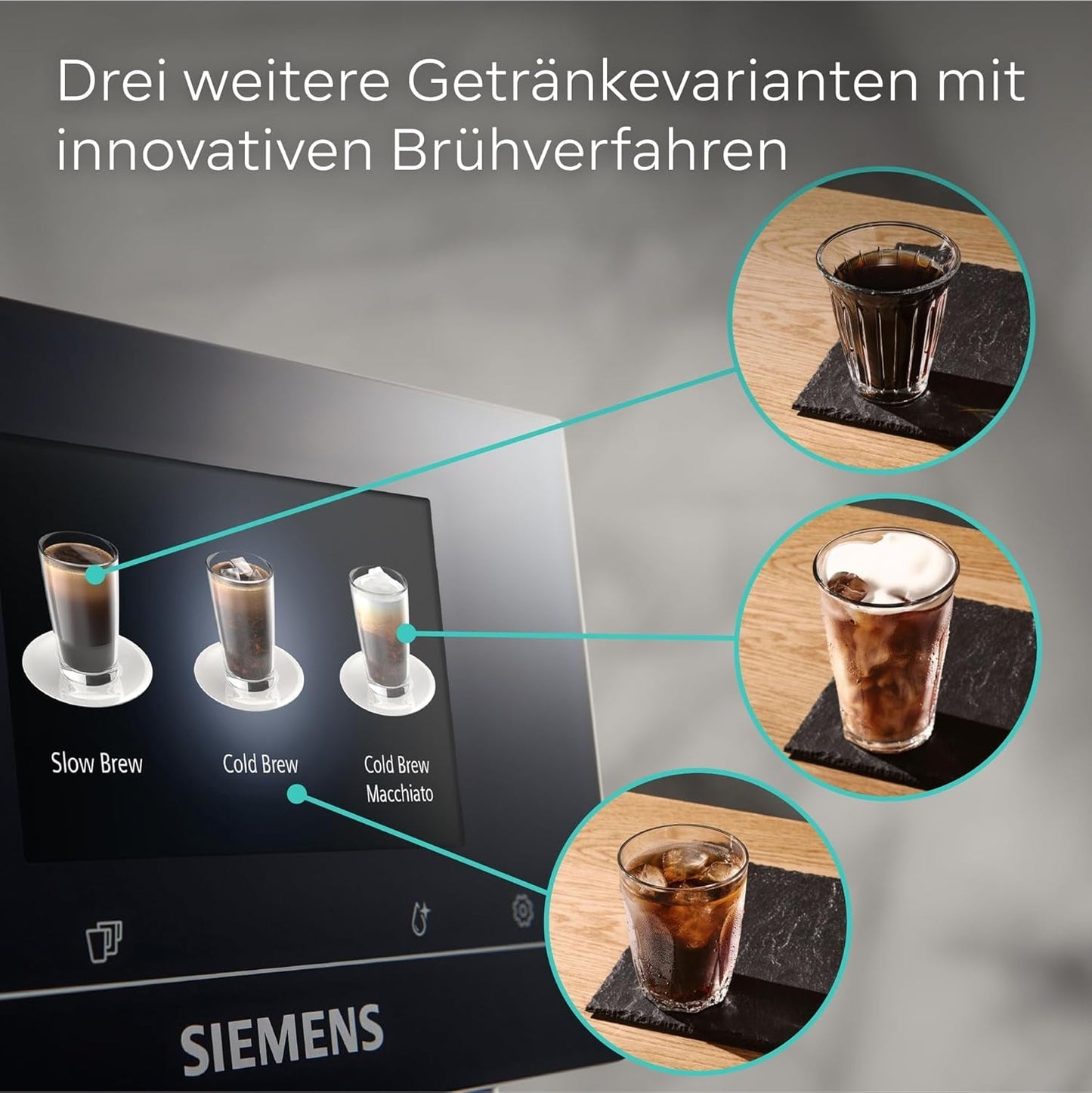 Siemens EQ700 Espressovollautomat, großer Farb-TFT-Bildschirm, 36 Heiß- und Kaltgetränke, Kaltbrühen, 2-Tassen-Funktion, App-Steuerung, automatisches Reinigungssystem, schwarzer Edelstahl, TQ717D03
