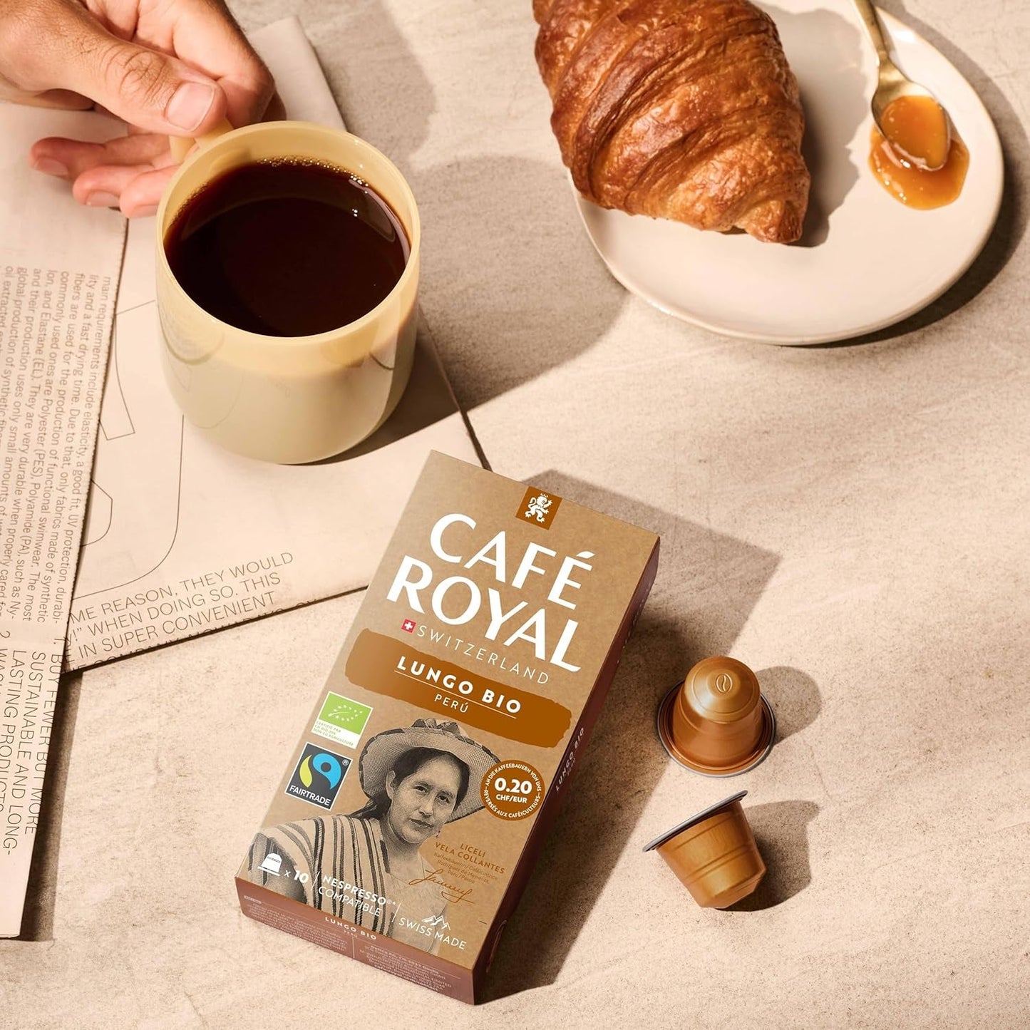 Café Royal Peru Lungo Bio – Nespresso®-kompatible Kaffeekapseln, 100 % Arabica aus Peru, cremig, Intensität 5/12, Fairtrade, 100 Kapseln