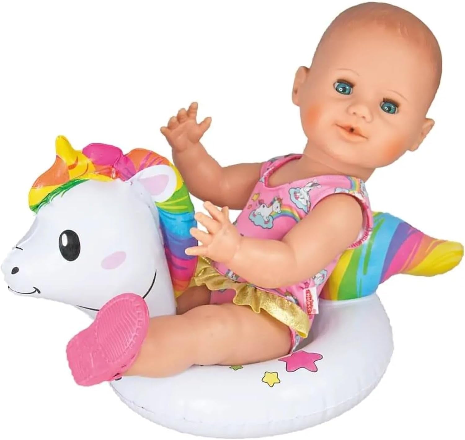 Heless 6601 – Henri Einhorn-Schwimmring für Puppen, Größe 28–35 cm, für Pool-, See- und Badewannenspaß