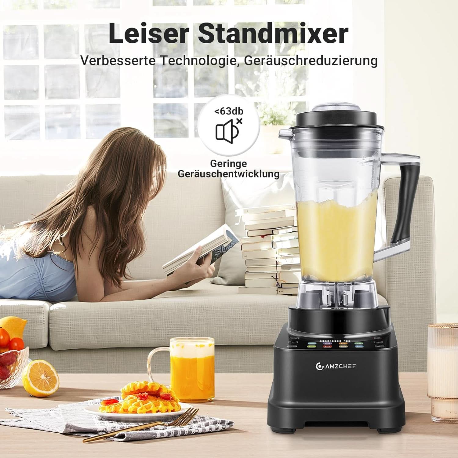 Mixer AMZCHEF, 8 intelligente Menüs und 10 Geschwindigkeiten, LCD-Touchscreen Kitchen Naty Shop